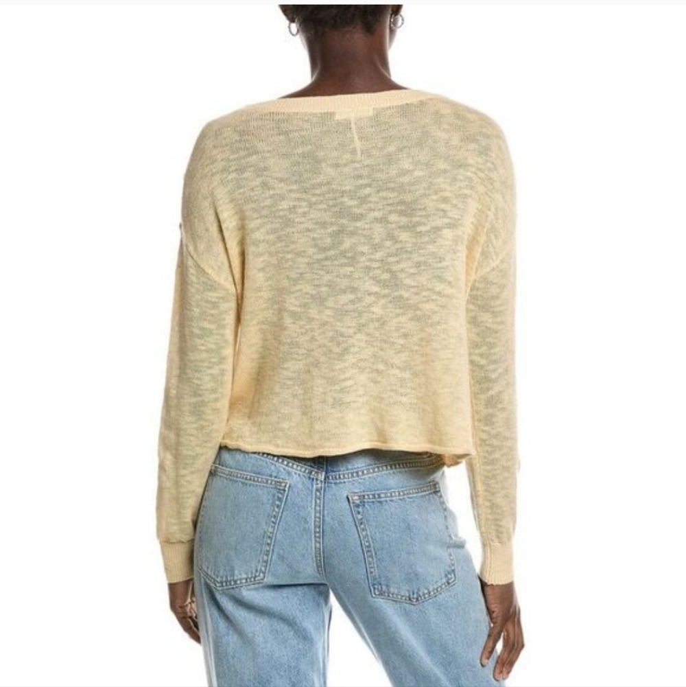 Stitchdrop Womens Sweater Lemon Yellow Hug The Sunshine Lightweight Slub Knit L - Picture 2 of 13